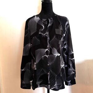 Calvin Klein Black & White Pendulum Pattern Blouse